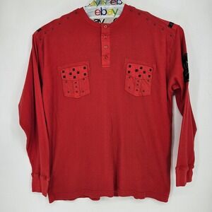 Blac Label Shirt Mens 4X‎ Punk Deluxe Red Long Sleeve Black Studs